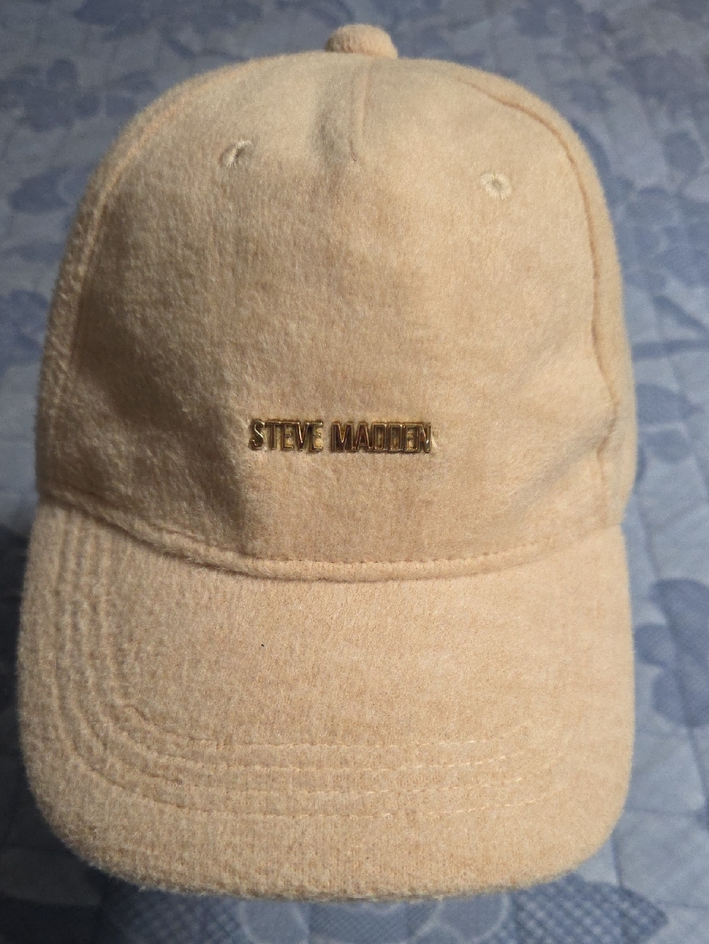 Steve Madden Tan Baseball Cap with Gold Logo